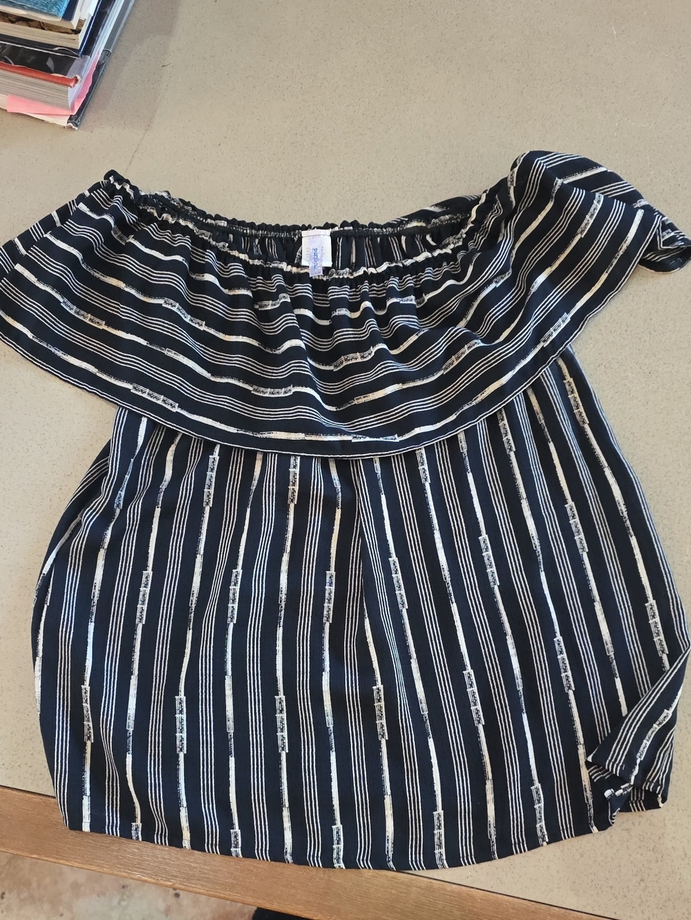 Purple Rain Black & White Striped Off-Shoulder Crop Top